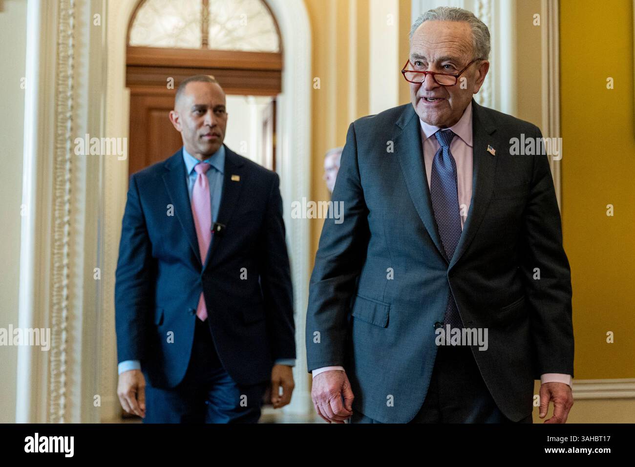 Shumer Congressman Washington, United States. 08th Apr, 2025. Senate Minority Leader Chuck ...