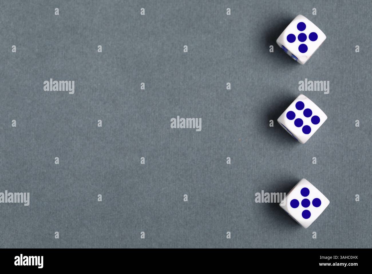 White game dices on grey background Stock Photo