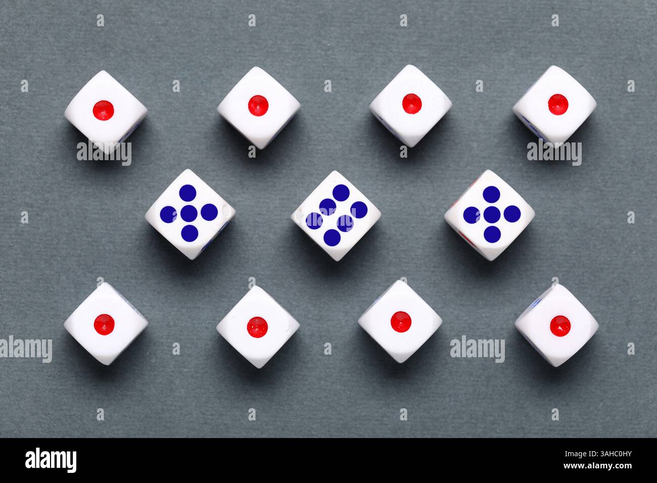 White game dices on grey background Stock Photo