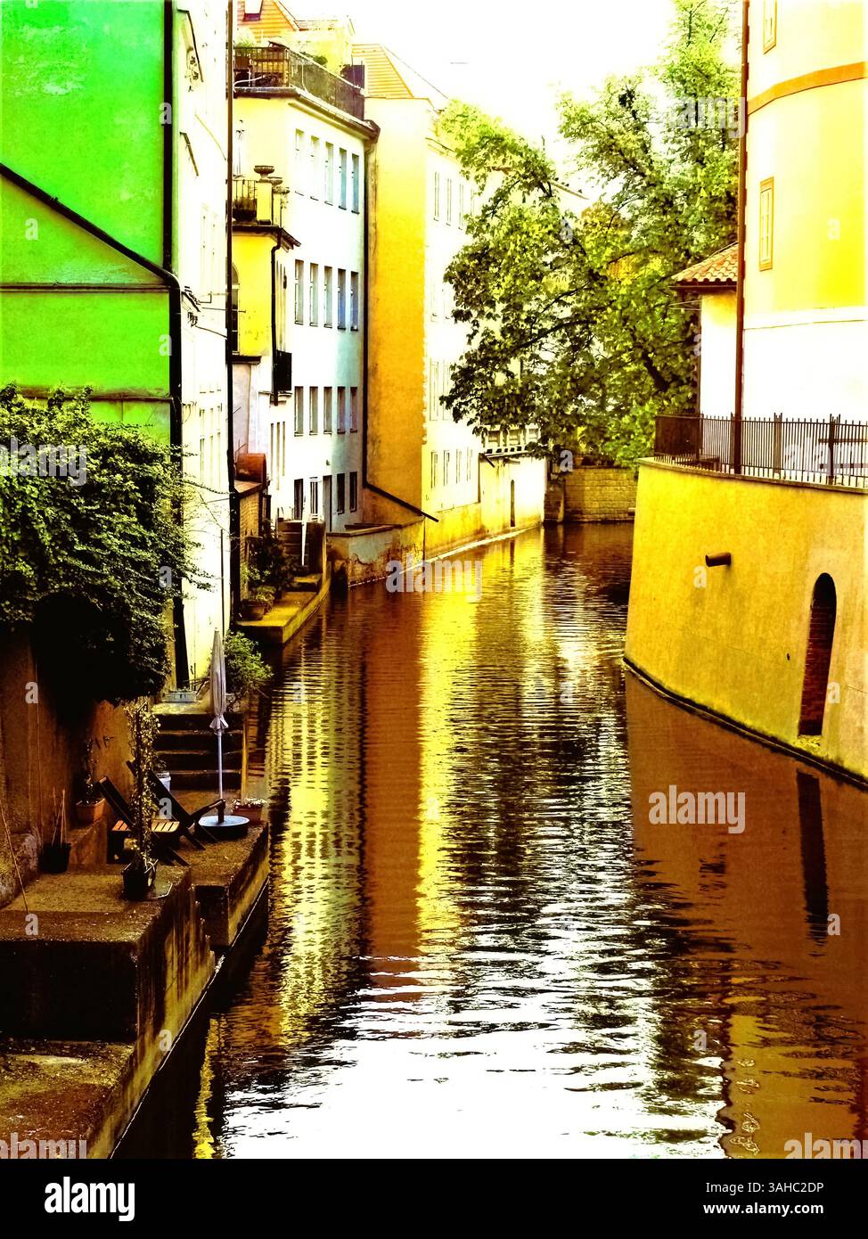 Devil's Channel is a narrow waterway in Prague, Czech Republic. Stock Photo