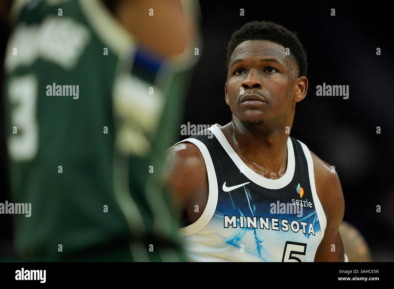 Edwards Wolves Minnesota Timberwolves' Anthony Edwards looks on during the first half ...