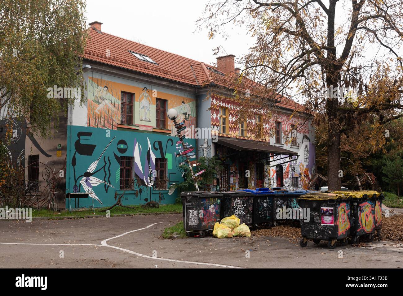 Ljubljana, Slovenia, October 31 2024: Metelkova mesto art center an autonomous social and cultural in Ljubljana. Stock Photo