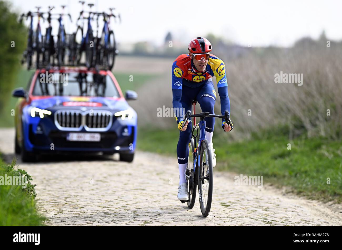 Roubaix, France. 10th Apr, 2025. Belgian Tim Declercq of Lidl-Trek ...