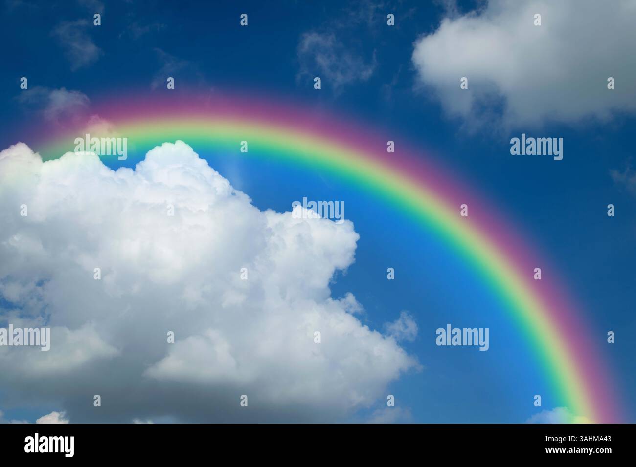 Cloudscape rainbow of natural sky with blue sky and white clouds and ...