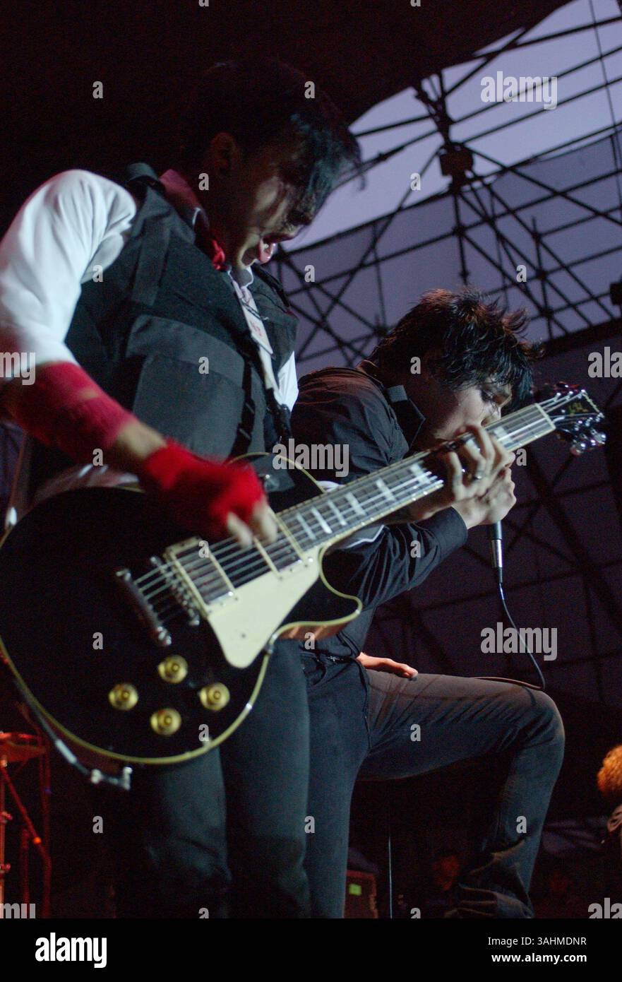 May 27, 2005 - Pittsburgh, Pa, U.S. - 27 May 2005 - Pittsurgh, Pennsylvania - Frank Iero. My Chemical Romance performs at Chevrolet Amphitheatre. Photo Credit. Laura Farr/AdMedia (Credit Image: © Laura Farr/AdMedia via ZUMA Wire) Stock Photo