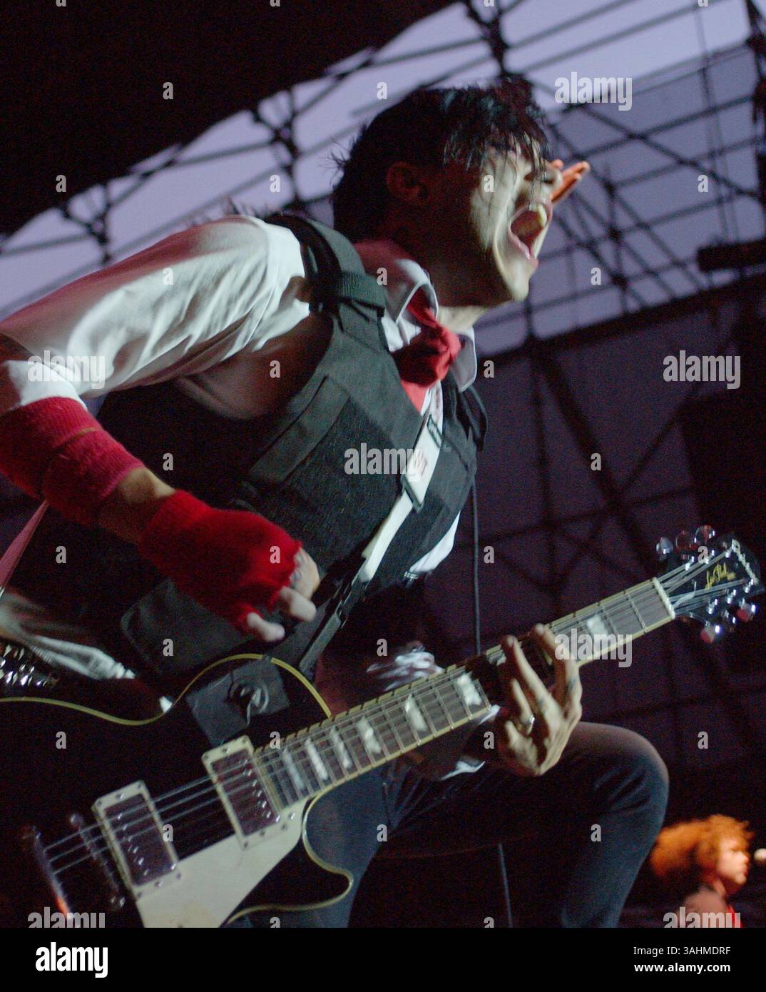 May 27, 2005 - Pittsburgh, Pa, U.S. - 27 May 2005 - Pittsurgh, Pennsylvania - Frank Iero. My Chemical Romance performs at Chevrolet Amphitheatre. Photo Credit. Laura Farr/AdMedia (Credit Image: © Laura Farr/AdMedia via ZUMA Wire) Stock Photo