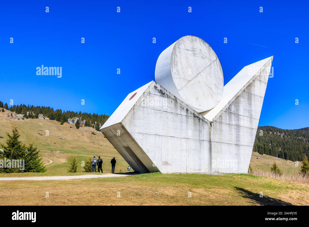 National Monument to the Resistance Plateau Glières, created by the sculptor Émile Giliol, Haute Savoie, France Stock Photo