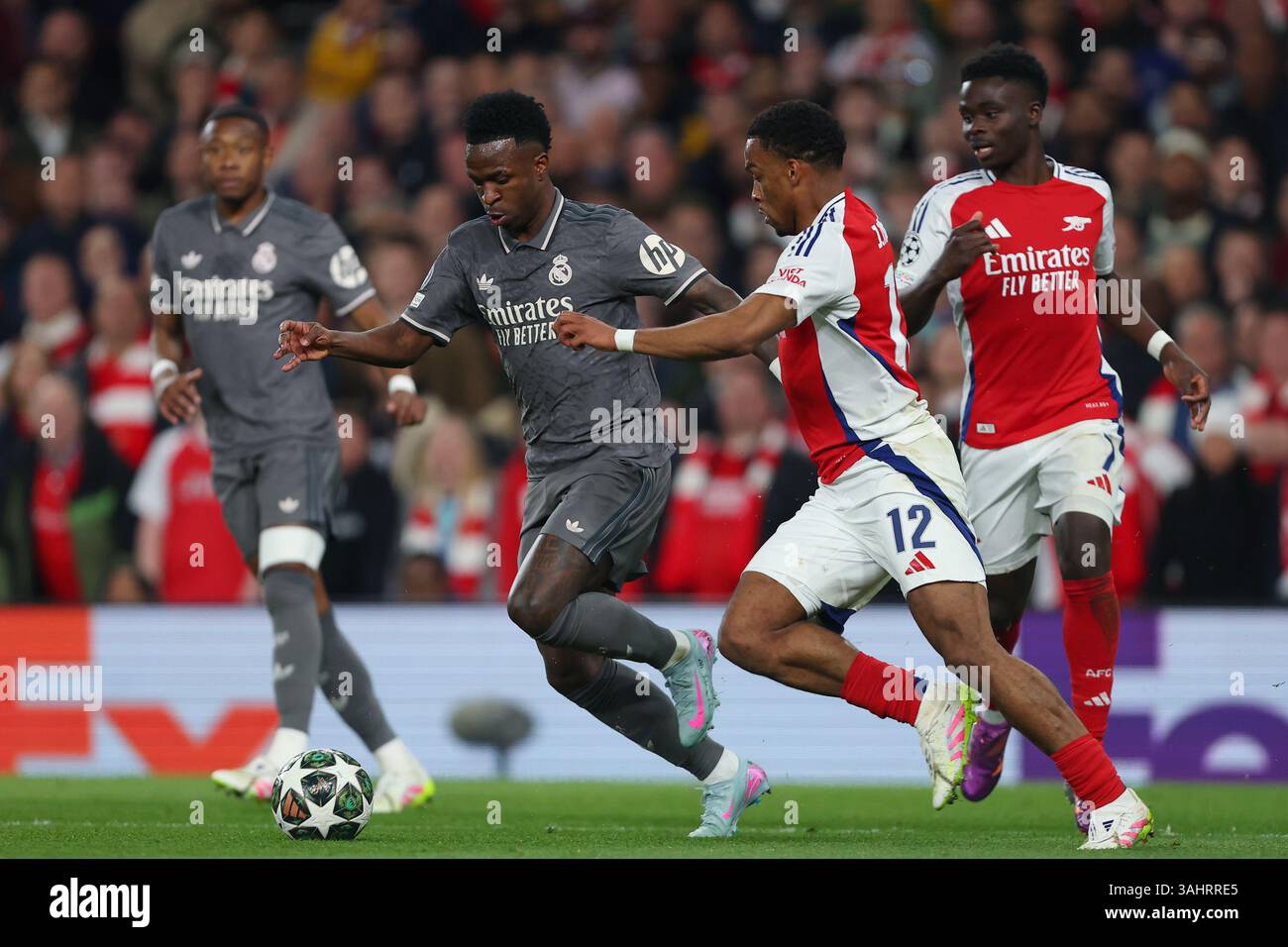 Vinicius Junior Of Real Madrid And Jurrien Timber Of Arsenal Arsenal