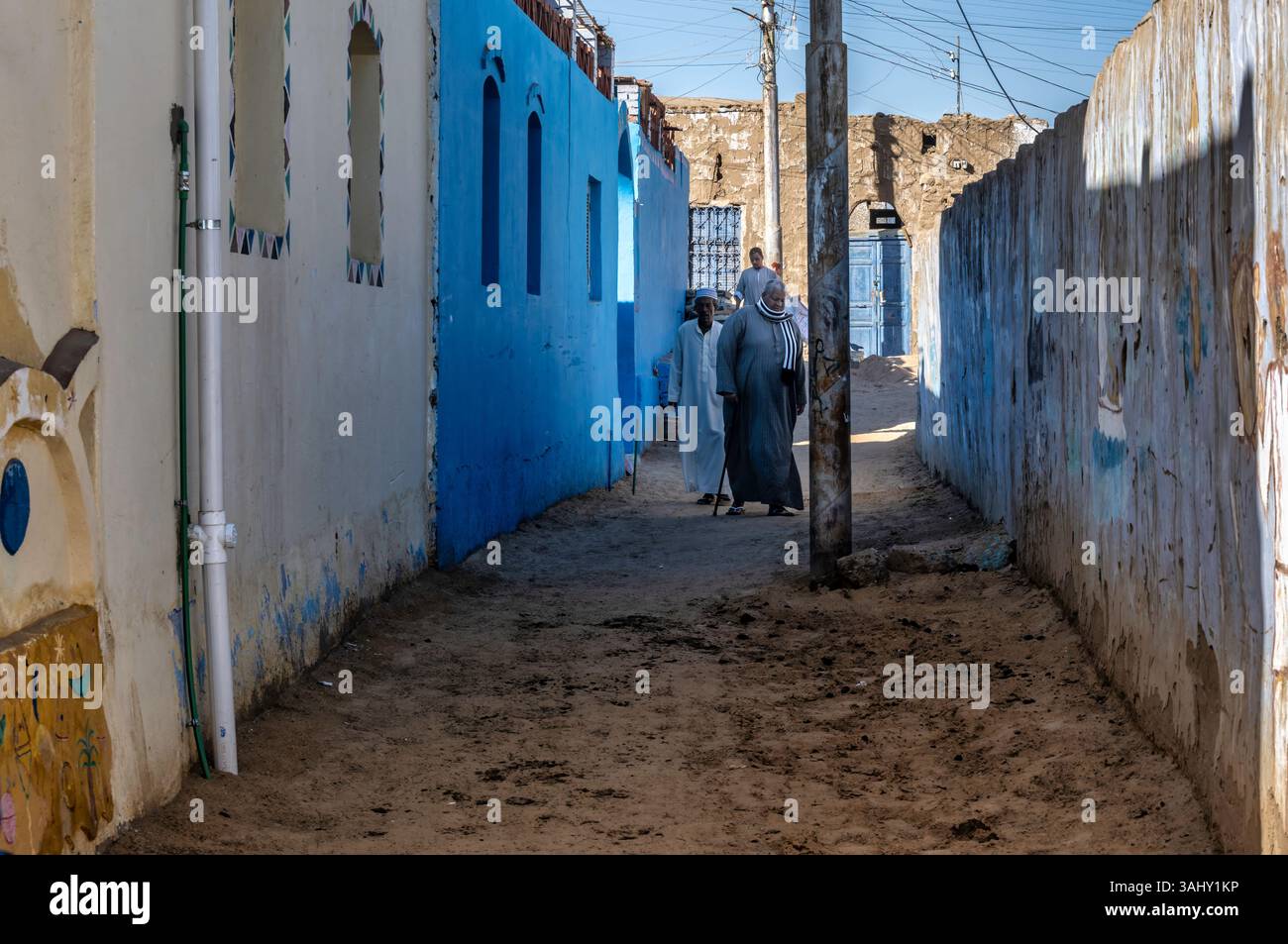Scene in the streets of the Nubian Village of Gharb Suhayl, Aswan, Egypt. February 2023 Stock Photo