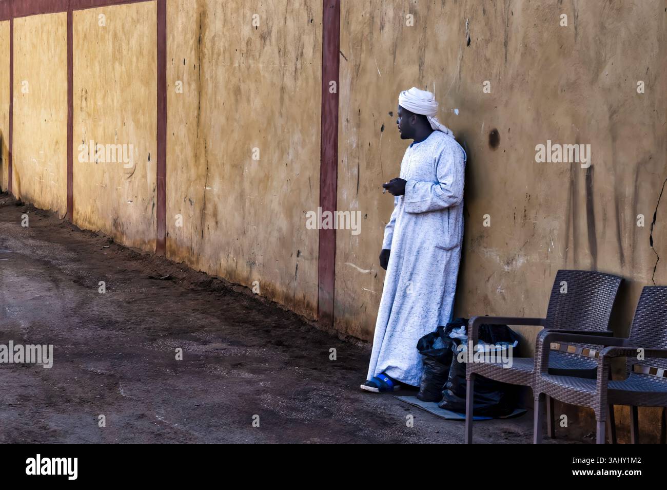 Scene in the streets of the Nubian Village of Gharb Suhayl, Aswan, Egypt. February 2023 Stock Photo