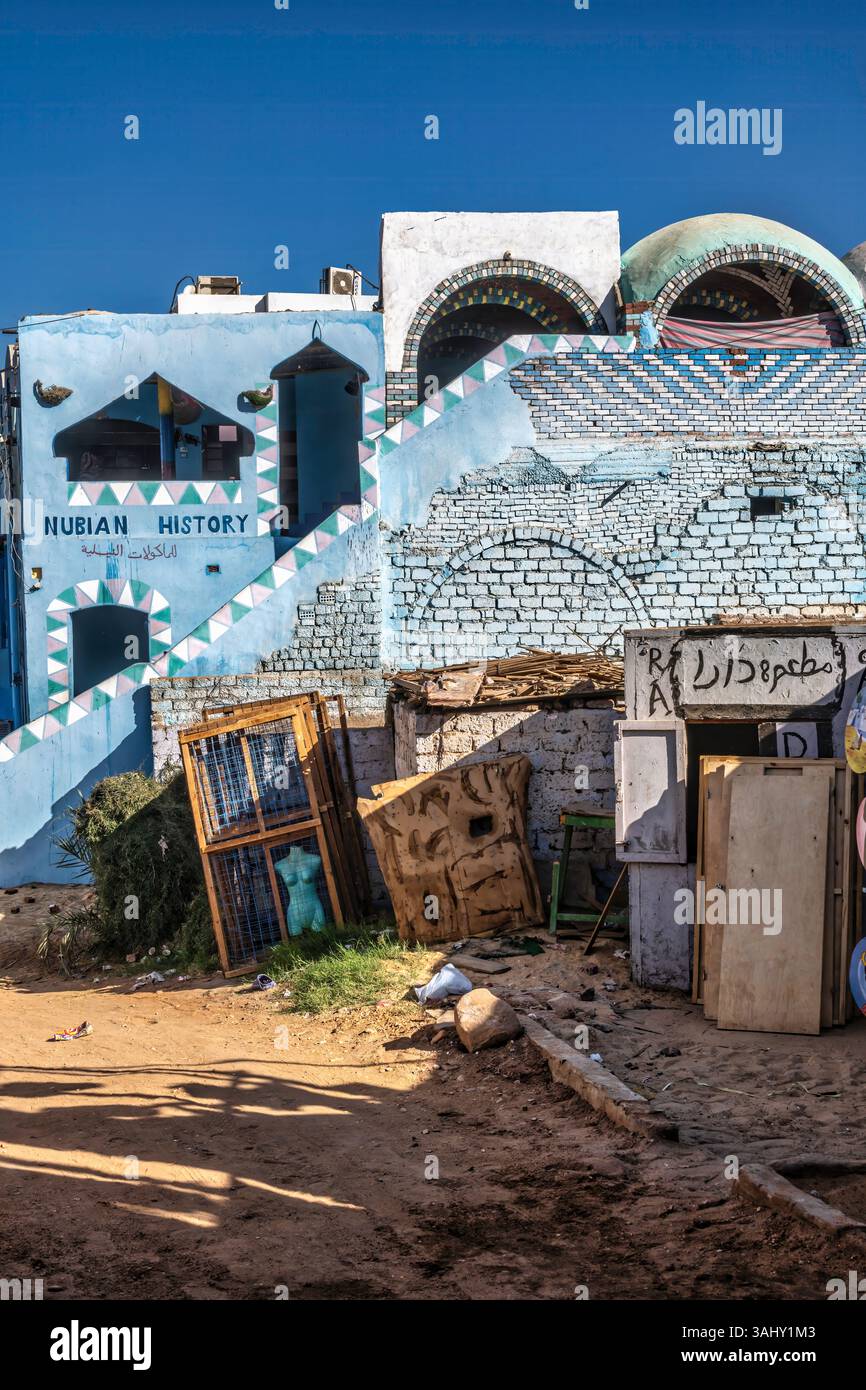 Scene in the streets of the Nubian Village of Gharb Suhayl, Aswan, Egypt. February 2023 Stock Photo