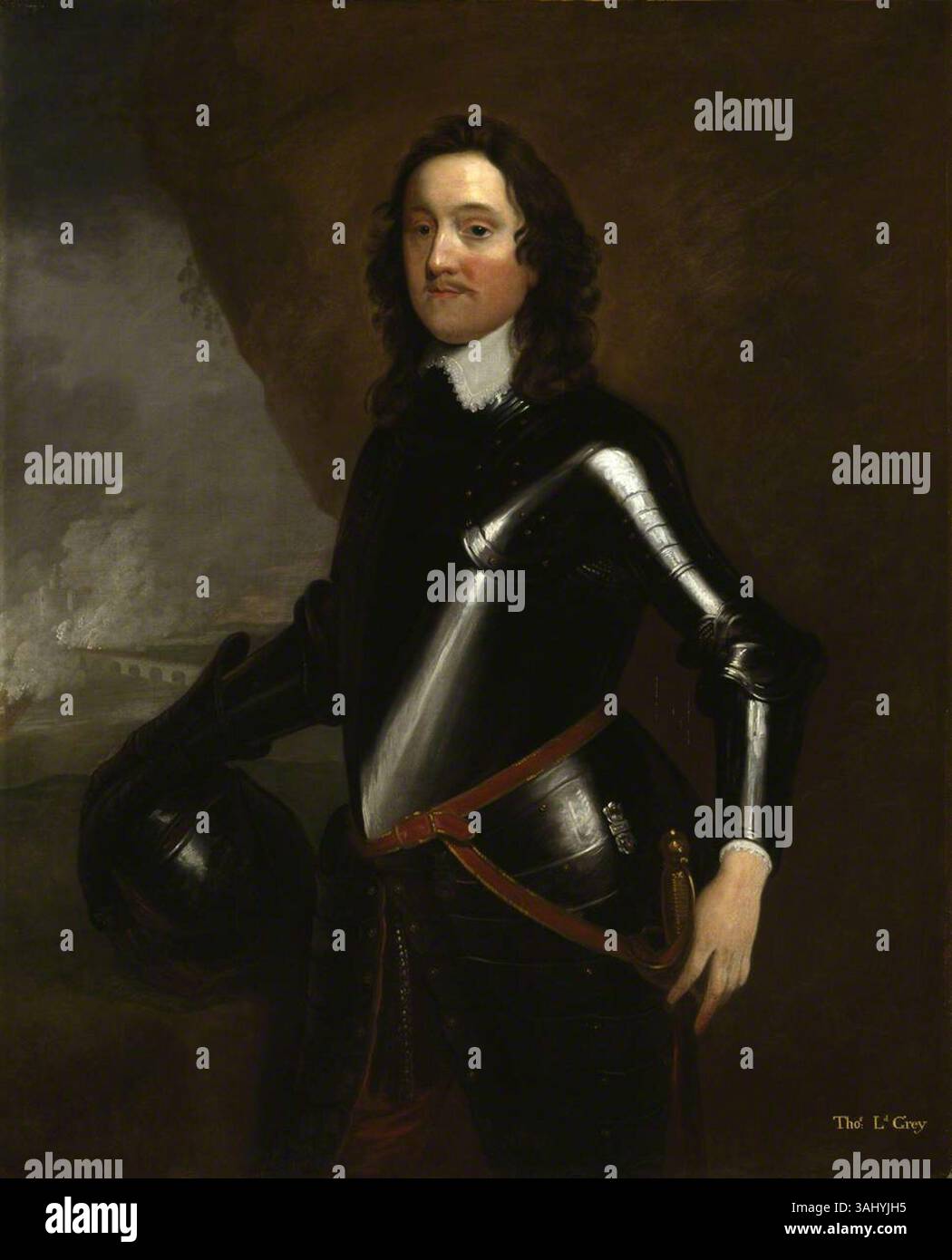 A portrait of Thomas Grey, Lord Grey of Groby (1623-1657), painted circa 1650. This oil on canvas is part of the National Trust collection. Stock Photo