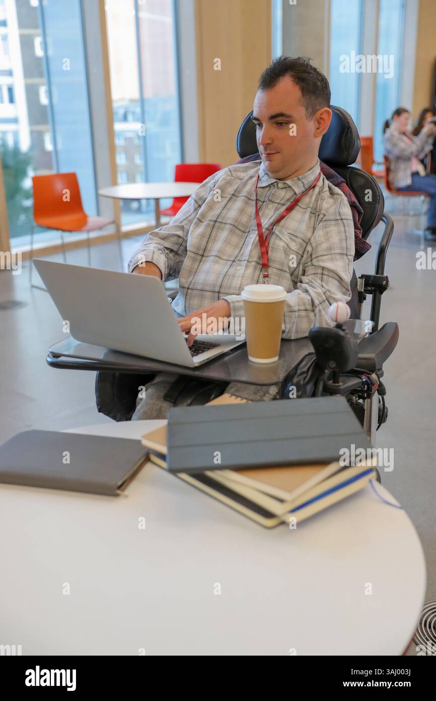 Students in wheelchair at university Stock Photo