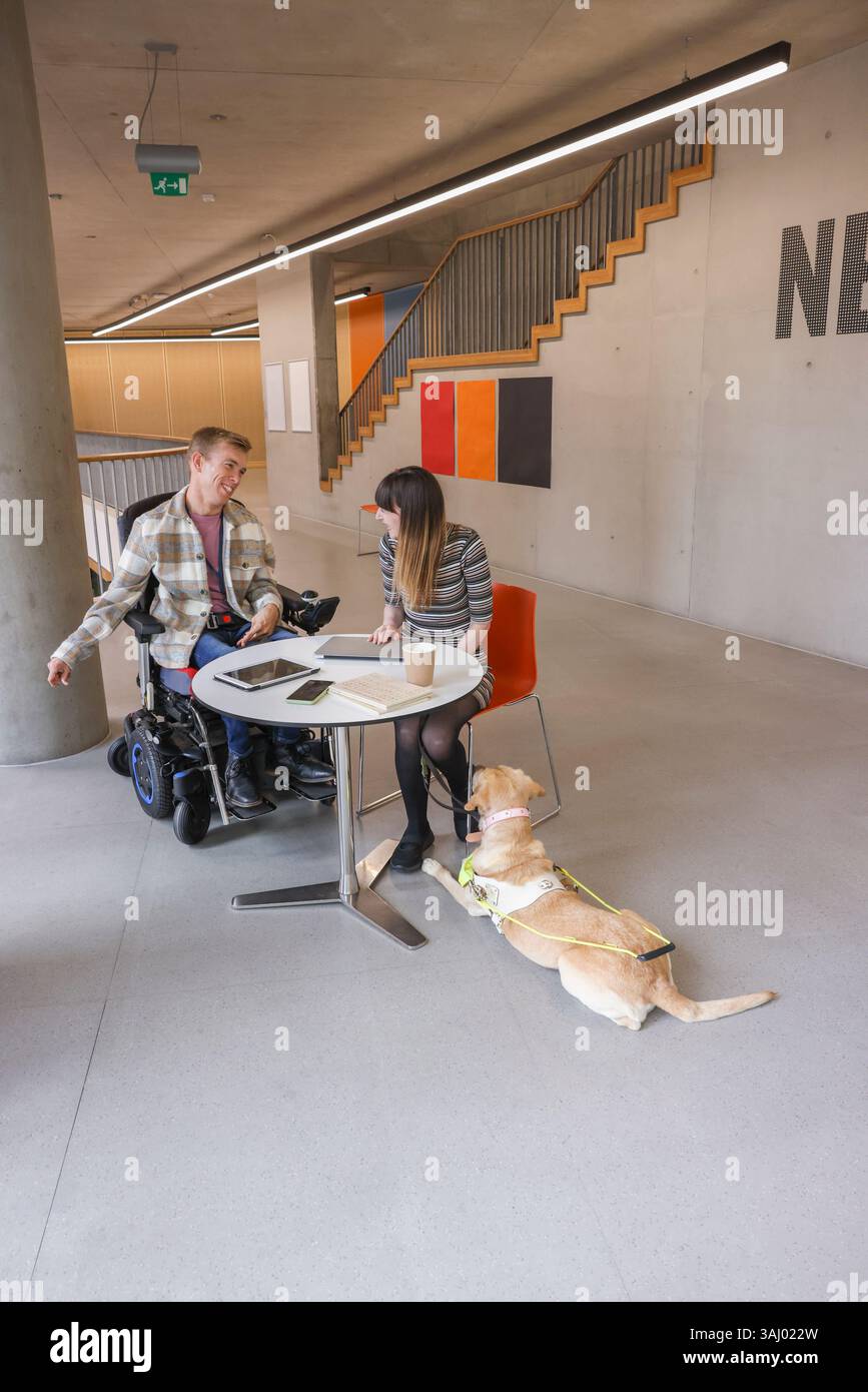 Disabled coworkers in office Stock Photo