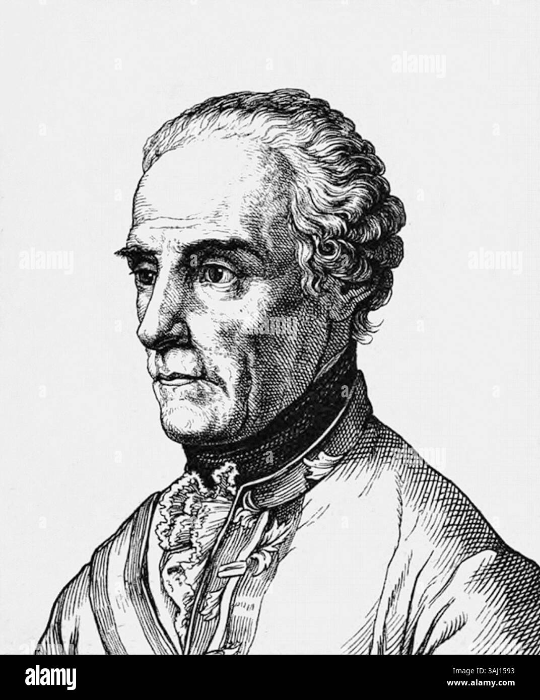 This portrait of Ernst Gideon von Laudon, a notable military figure, is part of Ludwig Bechstein's 1854 collection. Laudon’s leadership in various European wars is captured in this representation, showcasing his role in 18th-century military history. Stock Photo