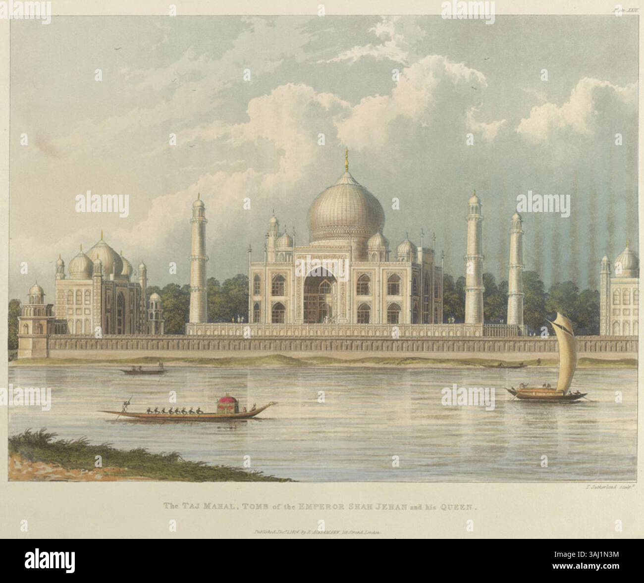 This 1824 print by Charles Ramus Forrest shows the Taj Mahal, the tomb ...