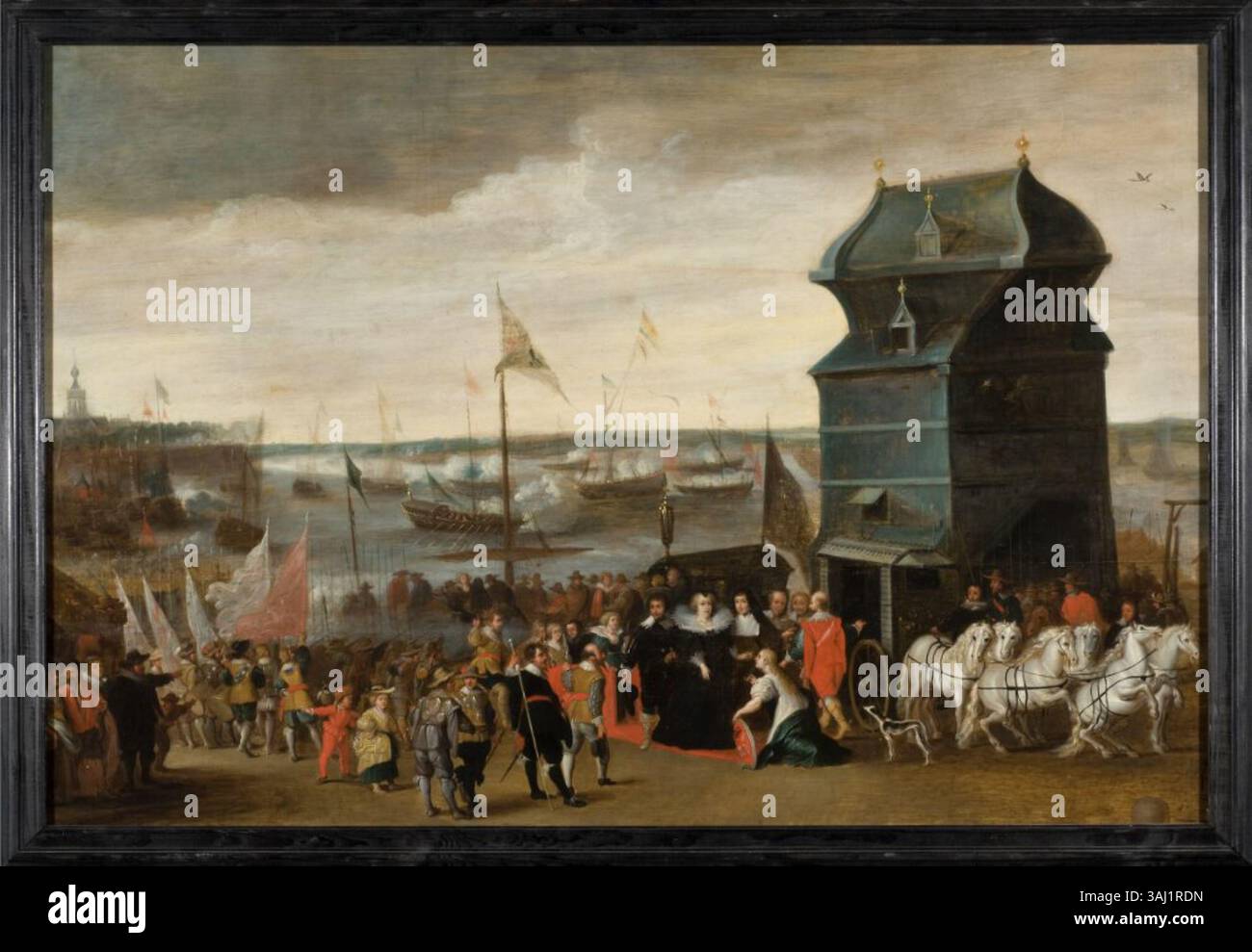 A 17th-century painting depicting Queen Marie de Medici disembarking in ...