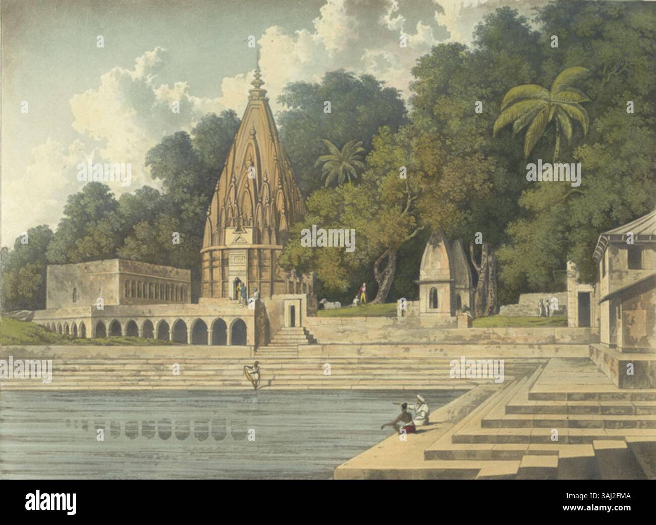 This 1824 print by Charles Ramus Forrest shows the Sacred Tank and ...