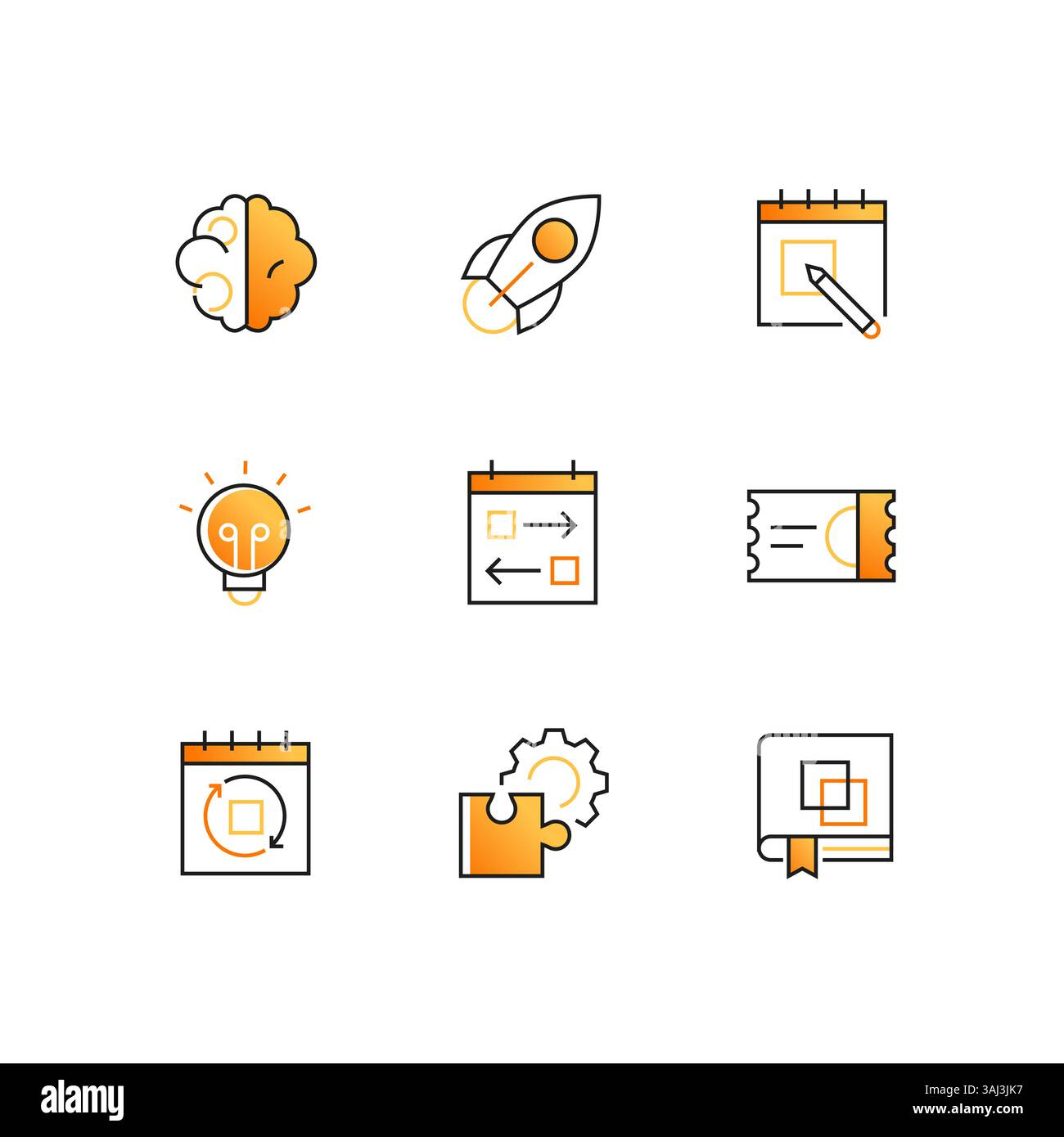 Business plan and management - line design style icons set Stock Vector ...