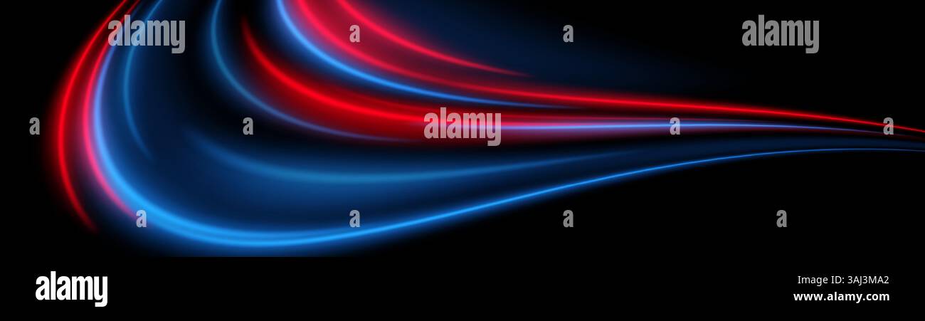 Glowing stream curve. Red and blue arcs flow with layered depth on ...