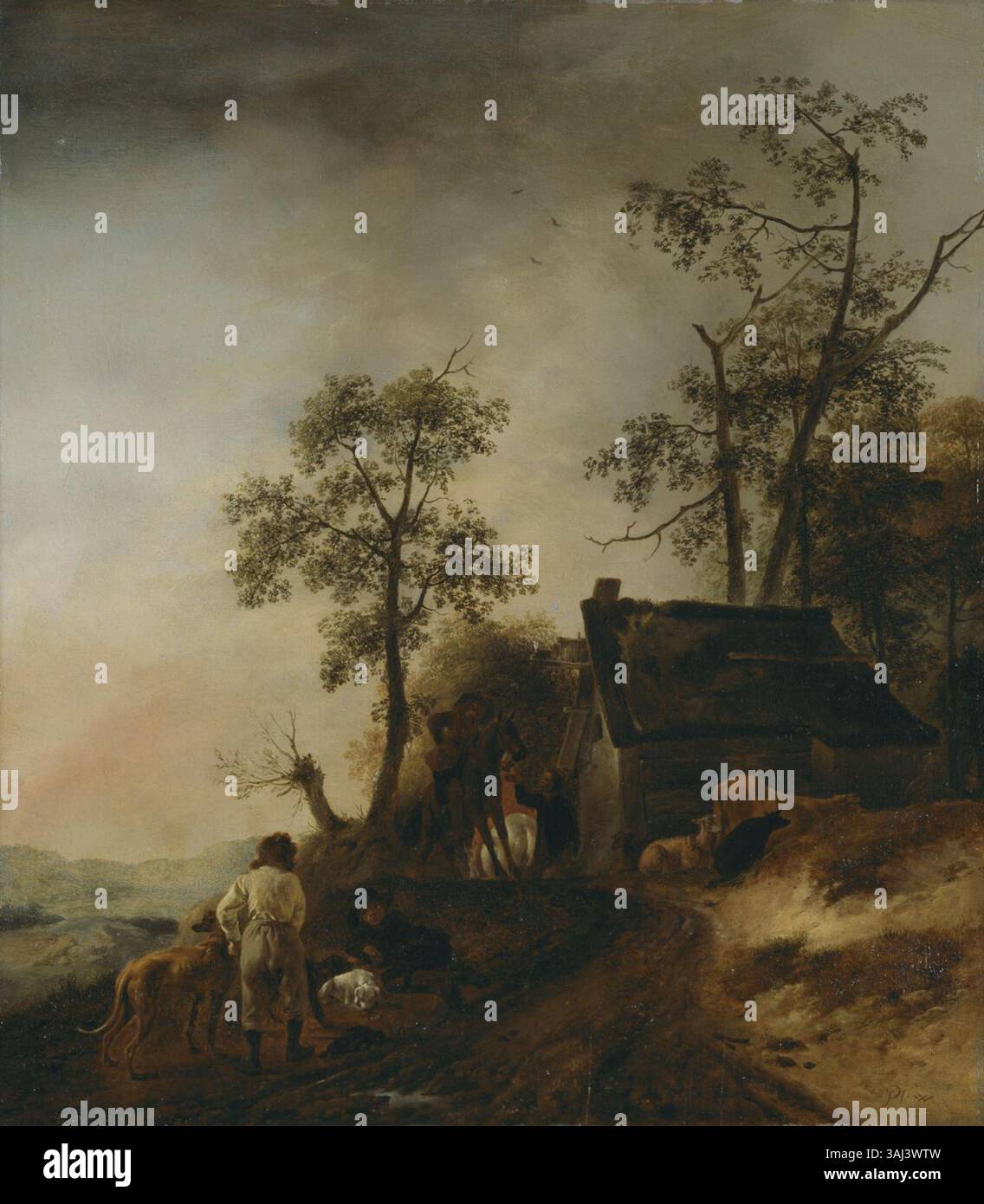 Philips Wouwerman's oil painting, 'In front of the Inn', shows a ...