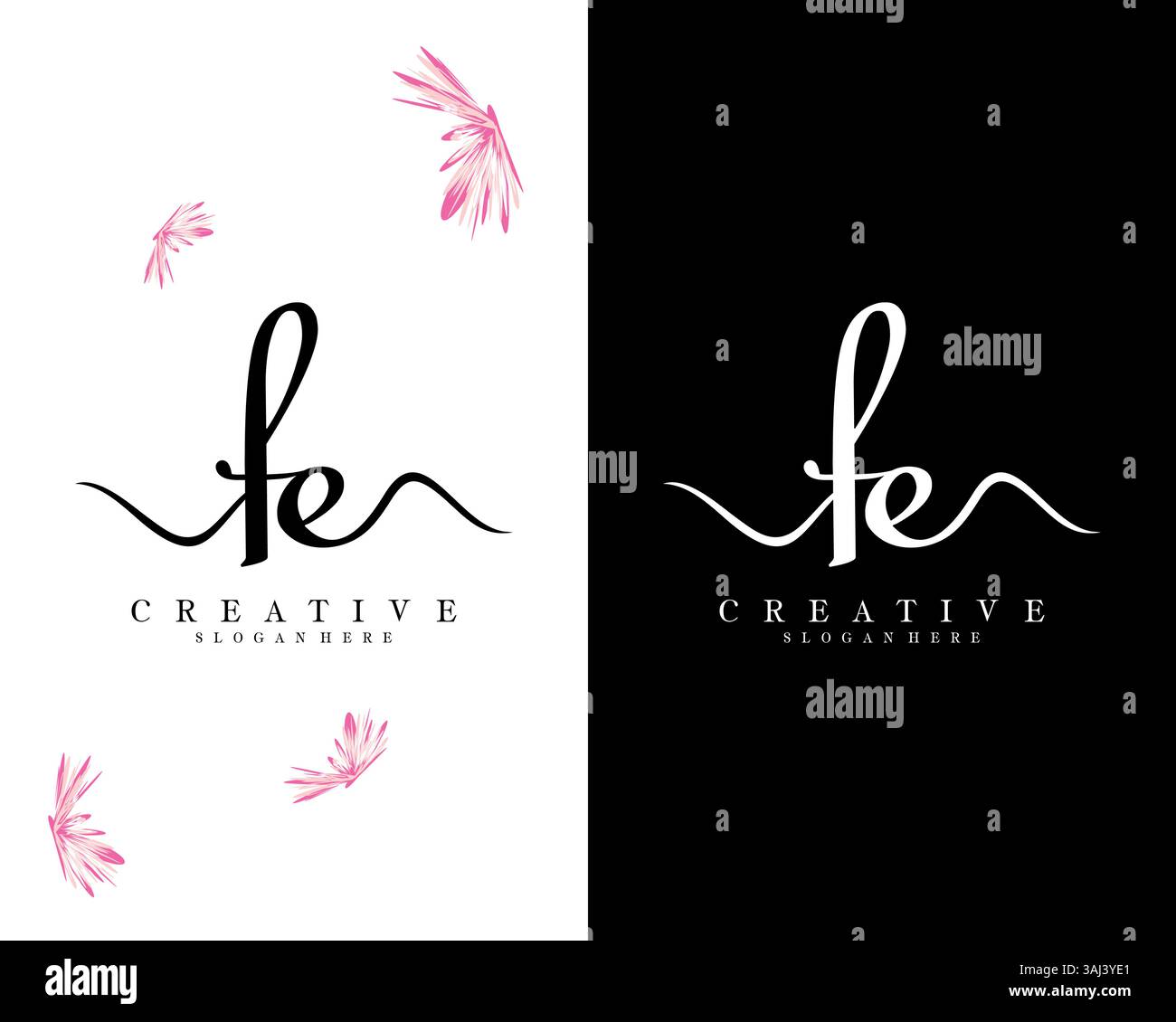 creative script letter FE, EF logo design vector Stock Vector