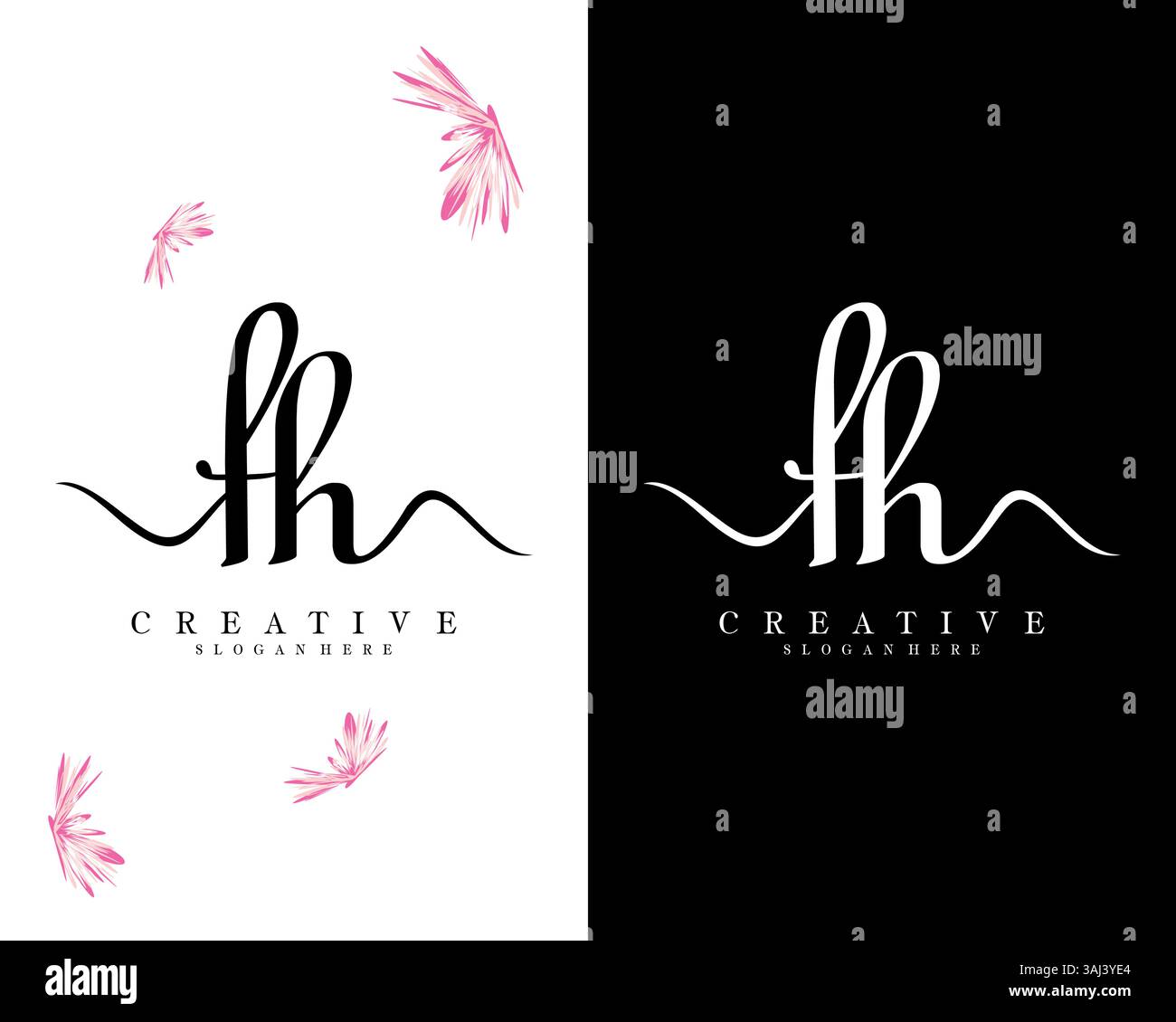 Scripted Fh creative script letter FH, HF logo design vector Stock Vector Image ...