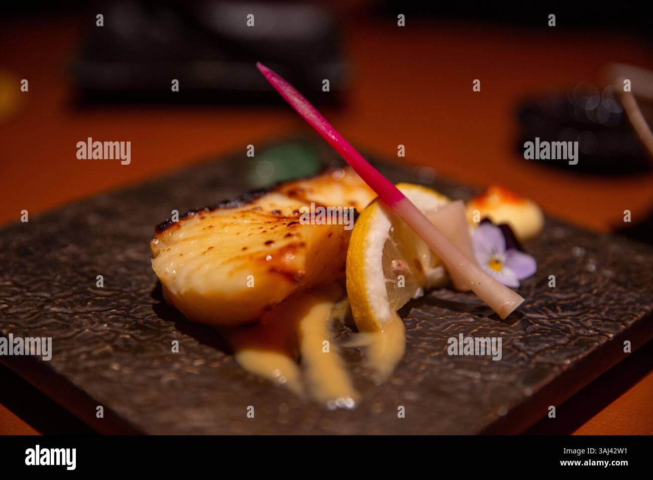 Sand Grilled Cod Fish with Miso Stock Photo - Alamy