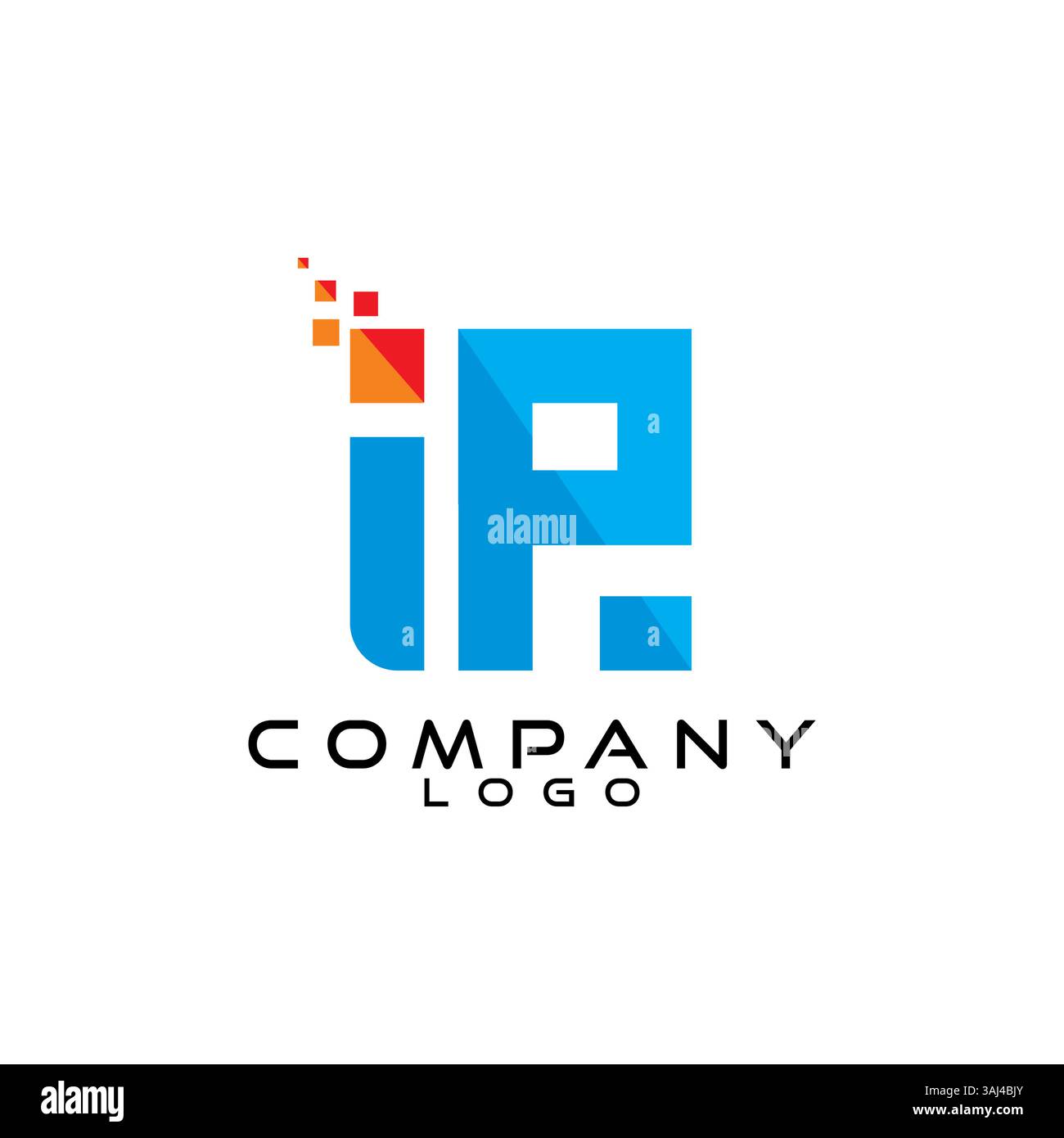 IP, PI letter tech, ict, it logo design vector Stock Vector