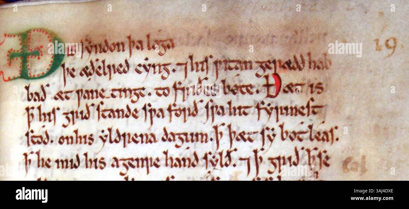 The first lines of the Textus Roffensis from the 12th century, housed ...