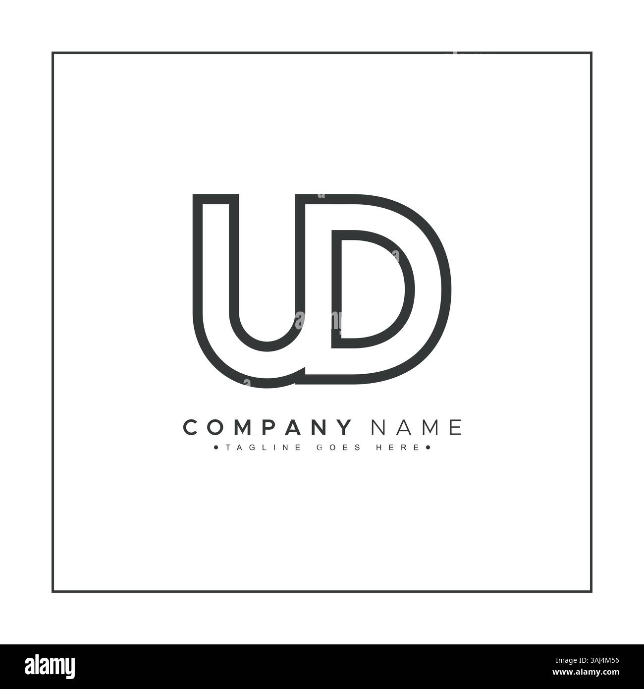 UD Vector Logo Template - Simple Icon for Initial Letter U and D Monogram Stock Vector
