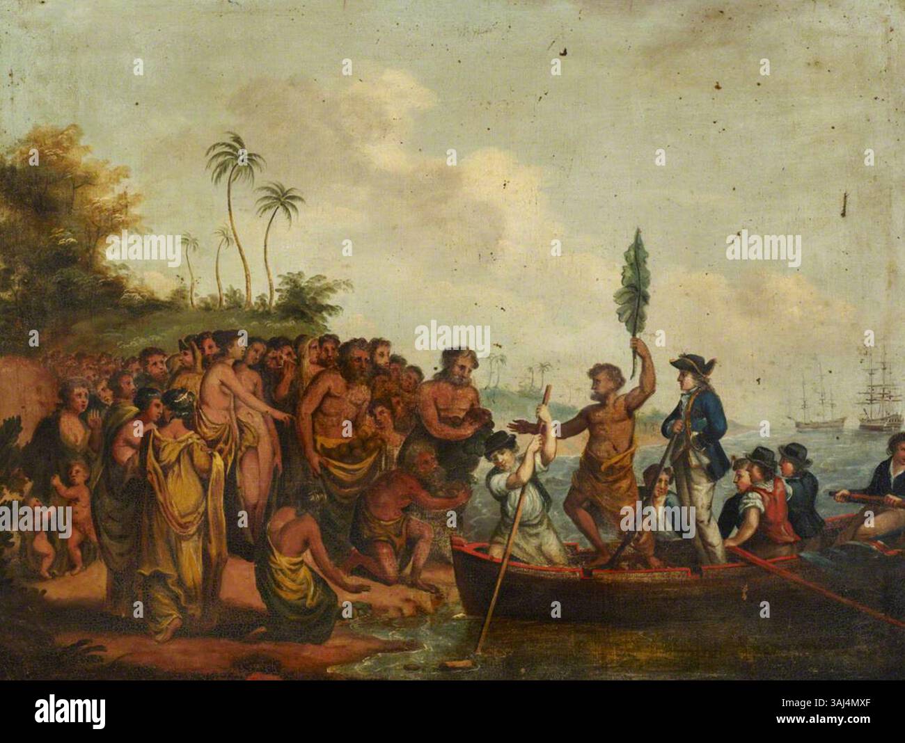 Historische Darstellung von Captain Cooks Landung, die das maritime Thema des Casinos widerspiegelt