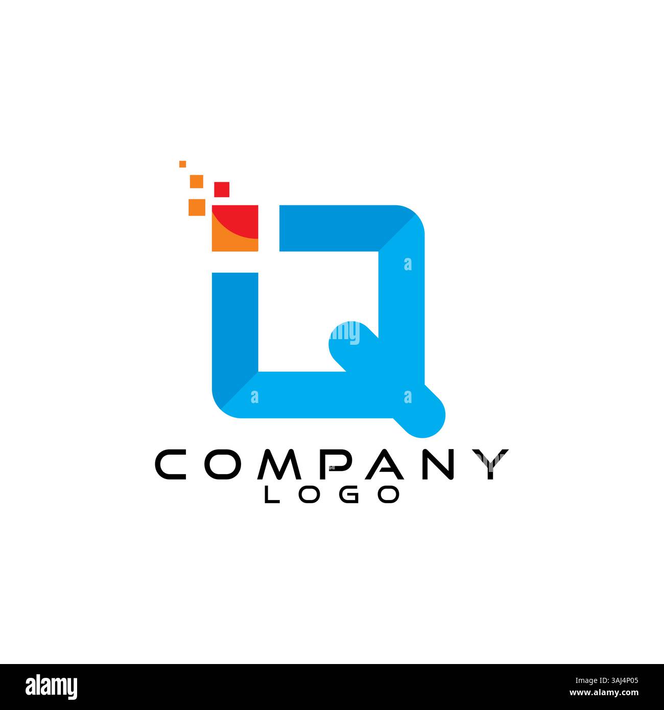 IQ, QI letter tech, ict, it logo design vector Stock Vector