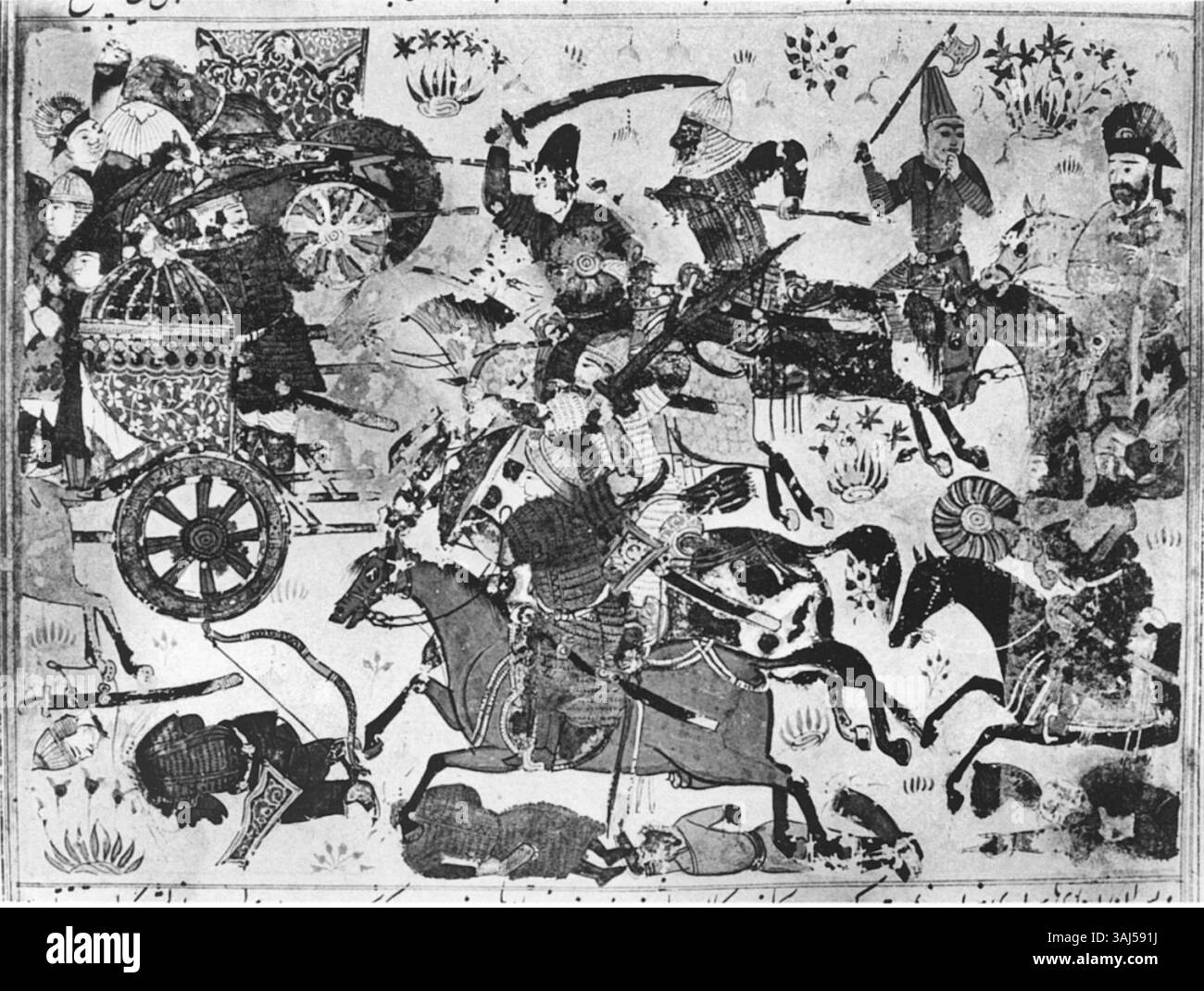 Folio 44 recto depicts the battle between the armies of Tuqatay and ...
