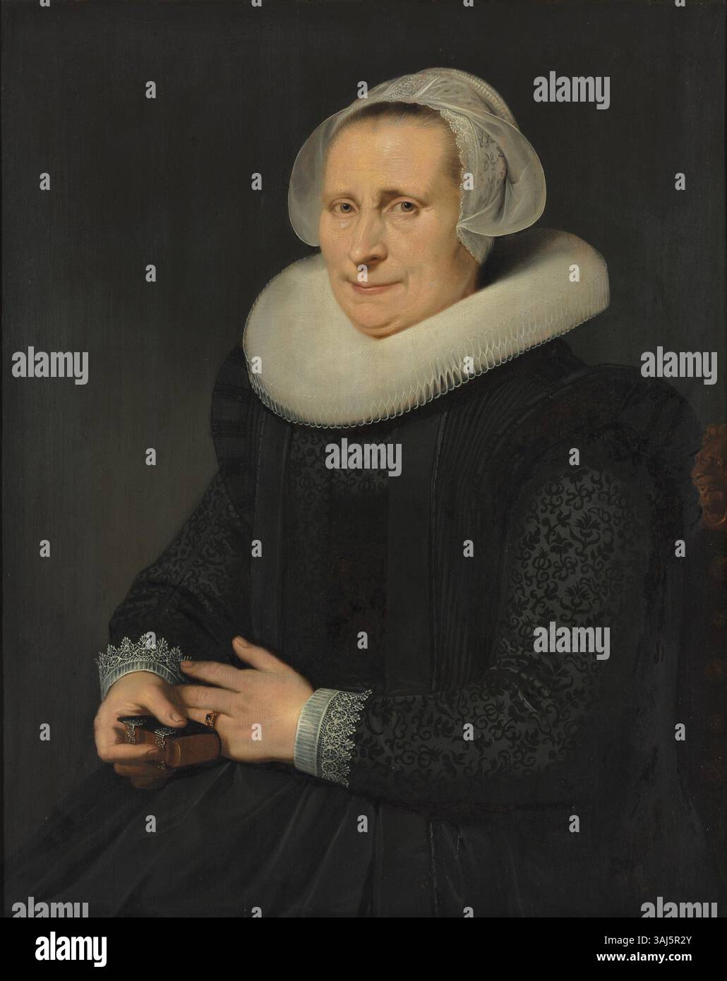 This 1630 painting portrays a 54-year-old woman in an oil on panel ...
