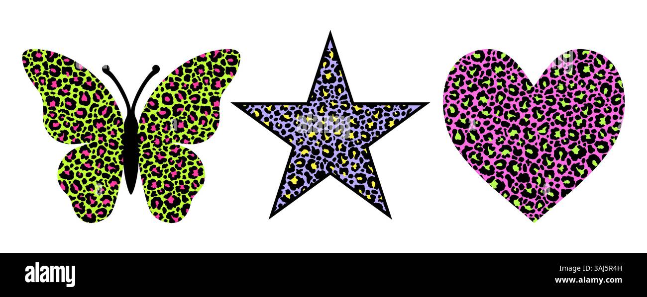 Leopard print graphic elements set Stock Vector