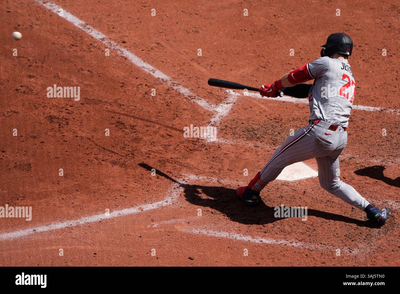 Minnesota Twins' Ryan Jeffers hits an RBI single during the sixth ...