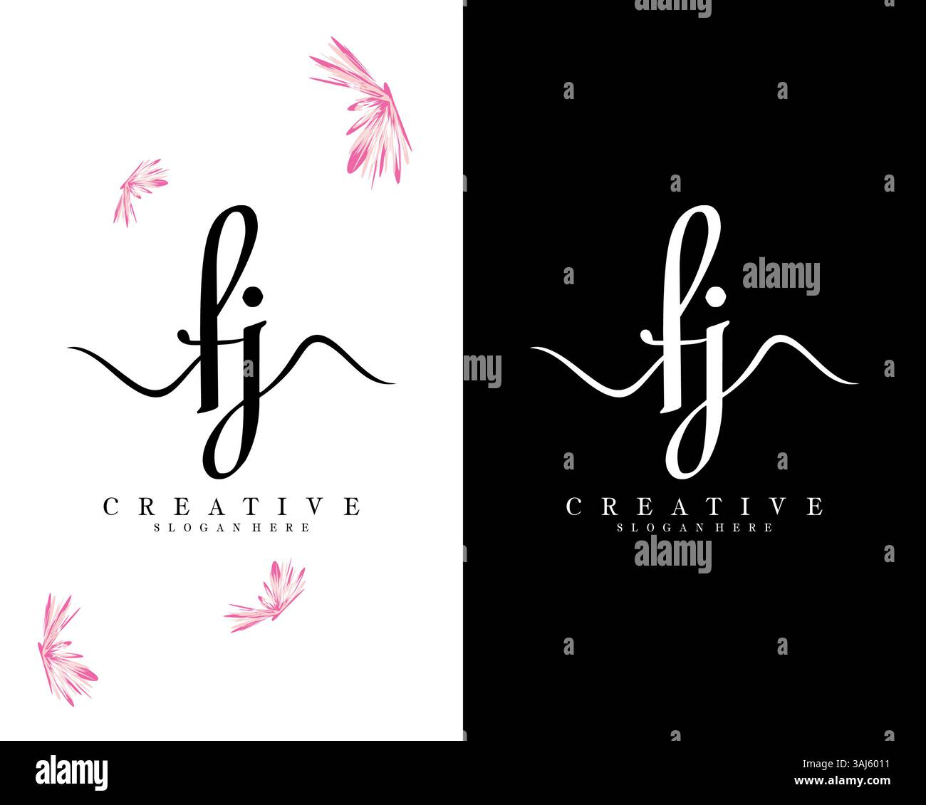 creative script letter FJ, JF logo design vector Stock Vector
