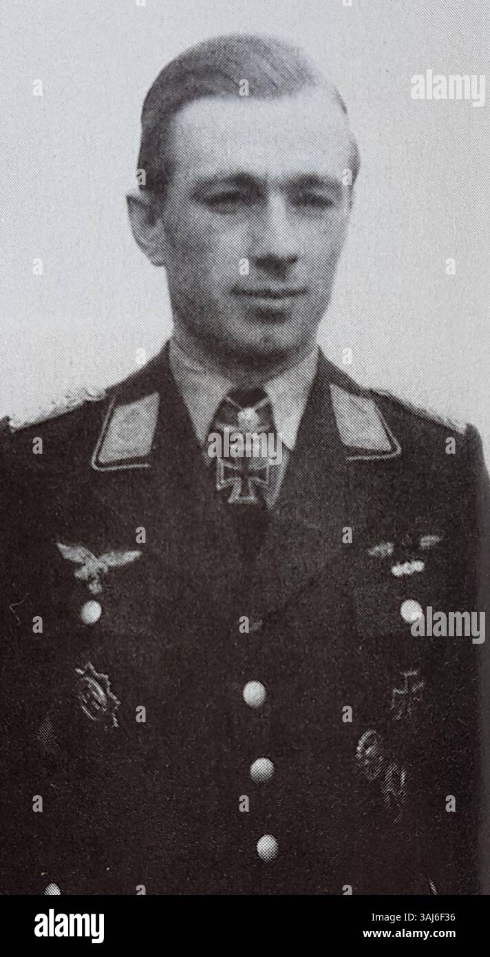A historical photograph of Helmut Lent, taken in 1944, featured in a ...