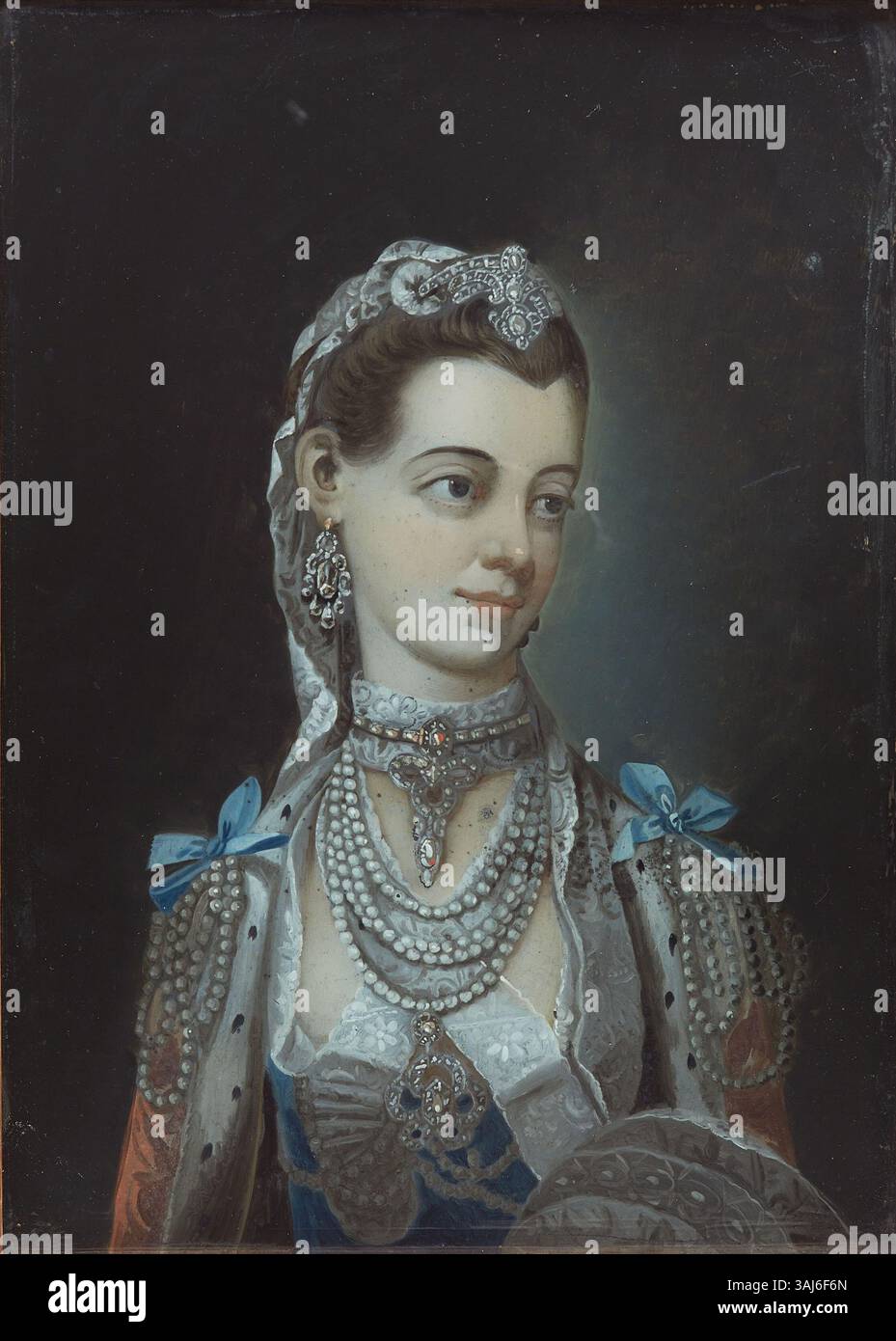 Indian Reverse Glass Painting of Queen Charlotte - 18th Century Indian Reverse Glass Painting of Queen Charlotte - 18th Century