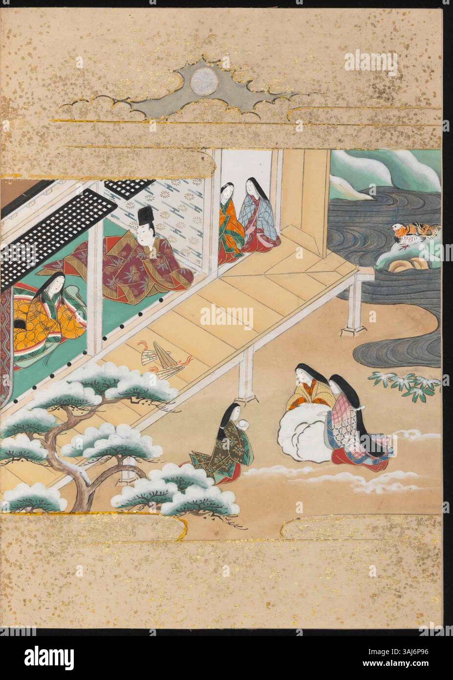 This mid-17th-century Japanese handscroll, 'Tale of Genji', depicts ...