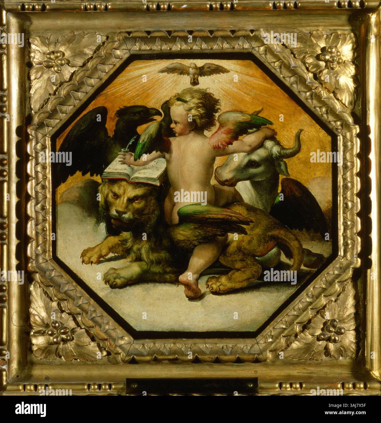 A painting depicting the symbols of the four evangelists, created ...
