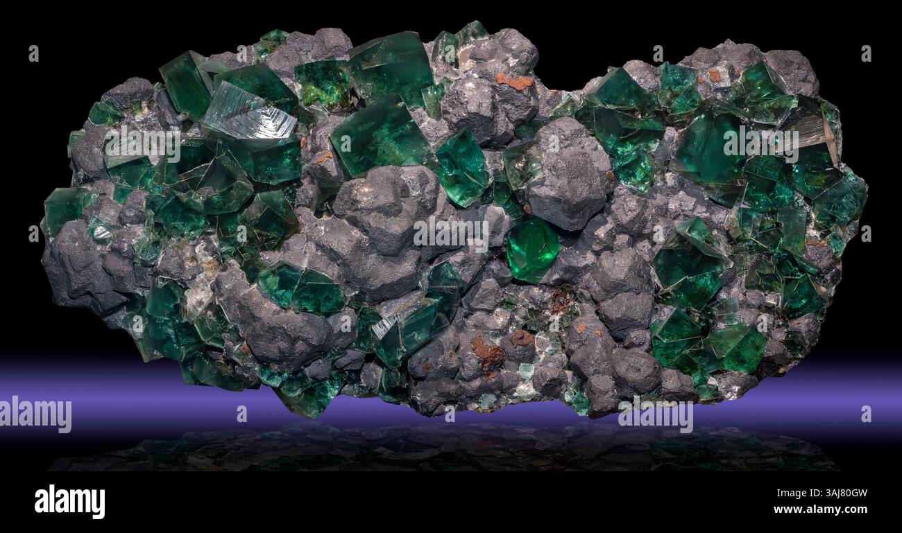 Fluorite with Galena, County Durham, England Stock Photo
