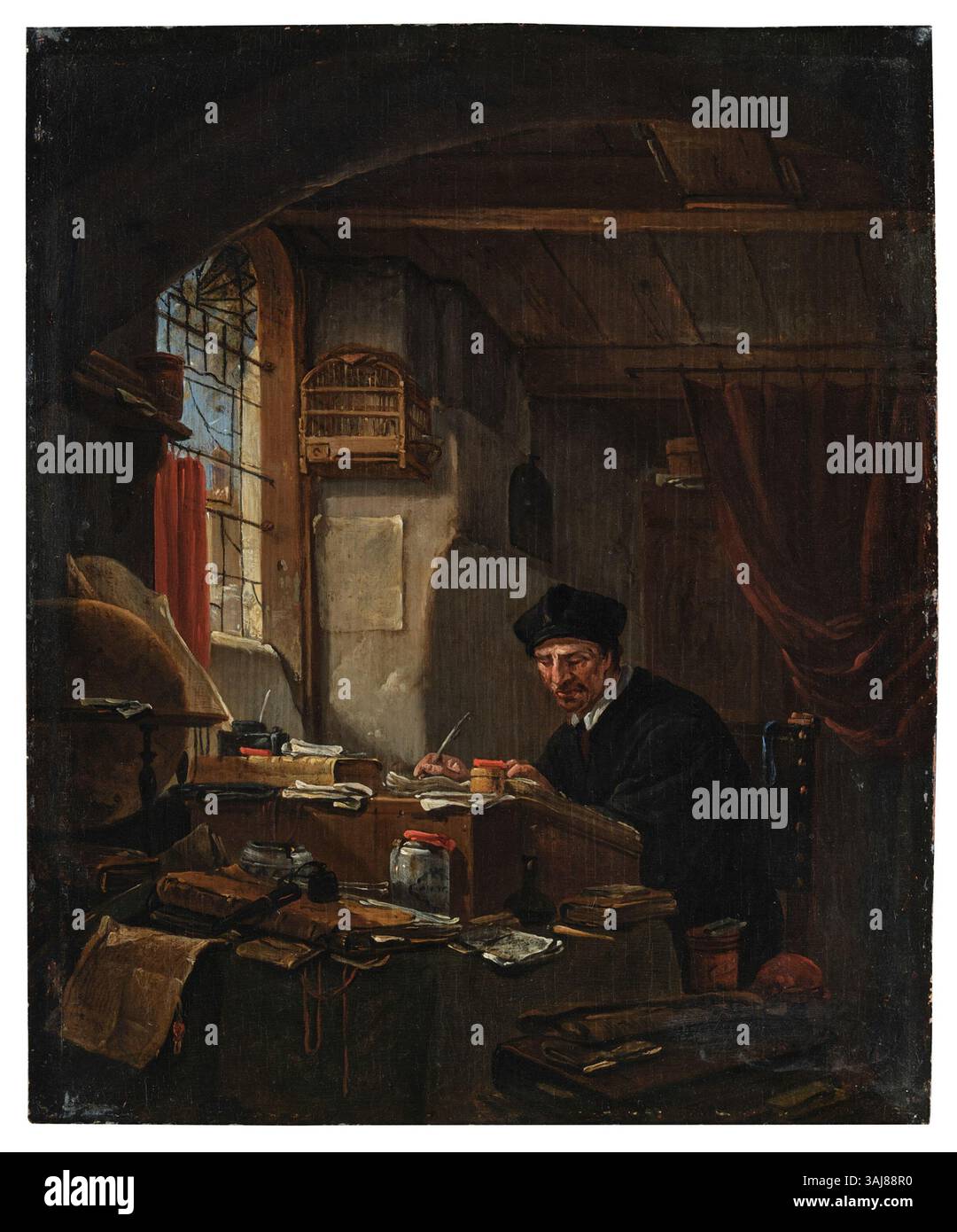 This genre painting by Thomas Wijck, created around 1670, depicts an ...