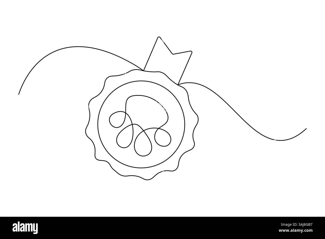 Dog paw continuous single line art and isolated outline vector design ...