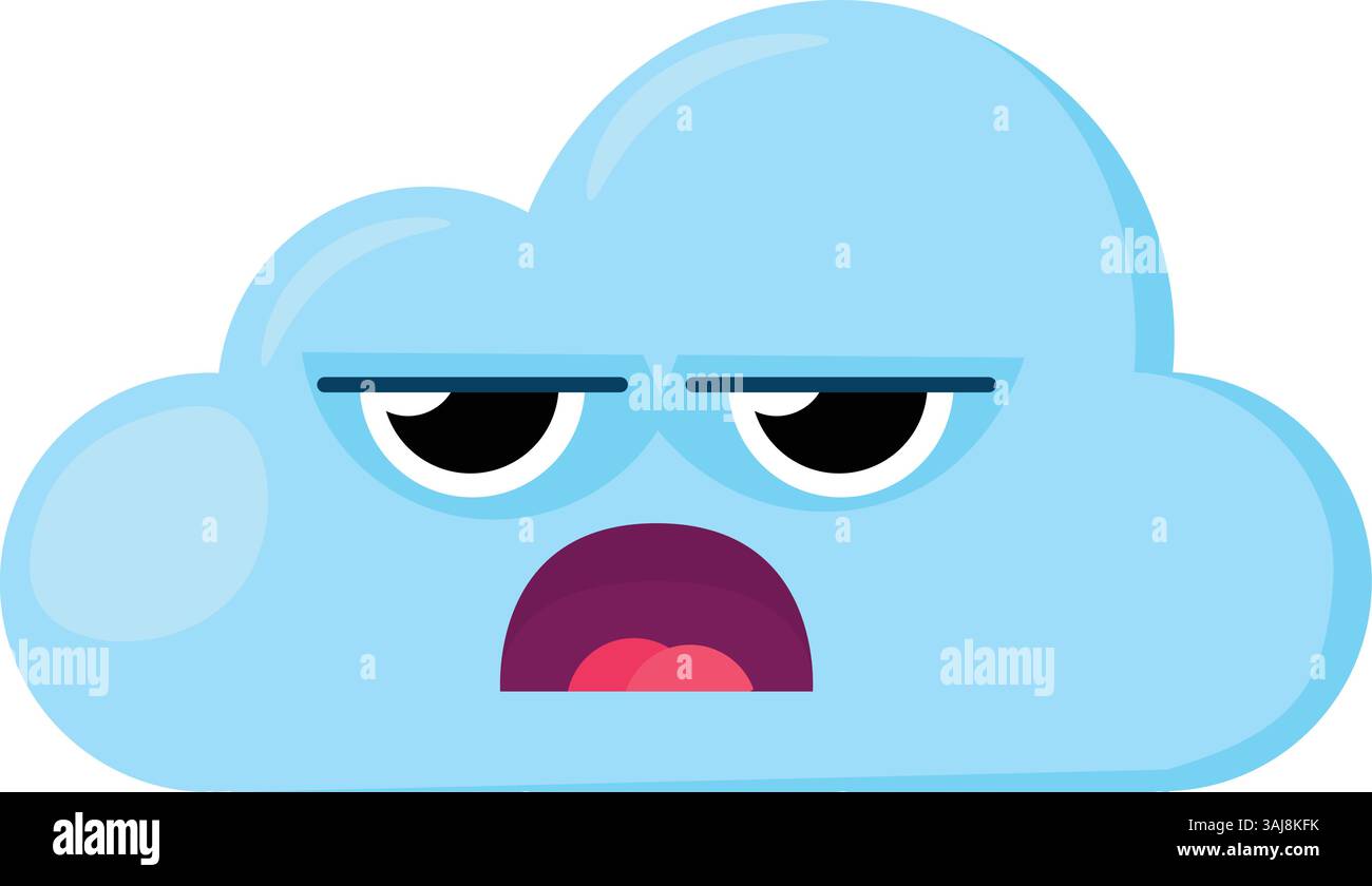 Blue dissatisfied Emoji Cloud with frowning eyes. Design element for ...