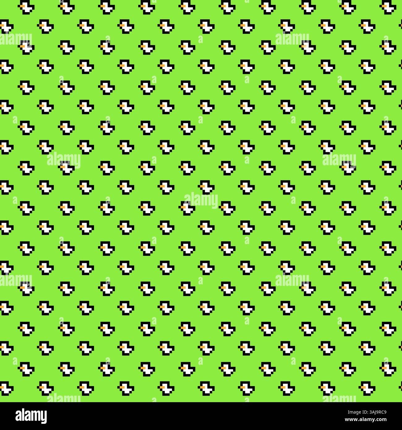Seamless pattern with small white ducklings on a bright green background Stock Vector