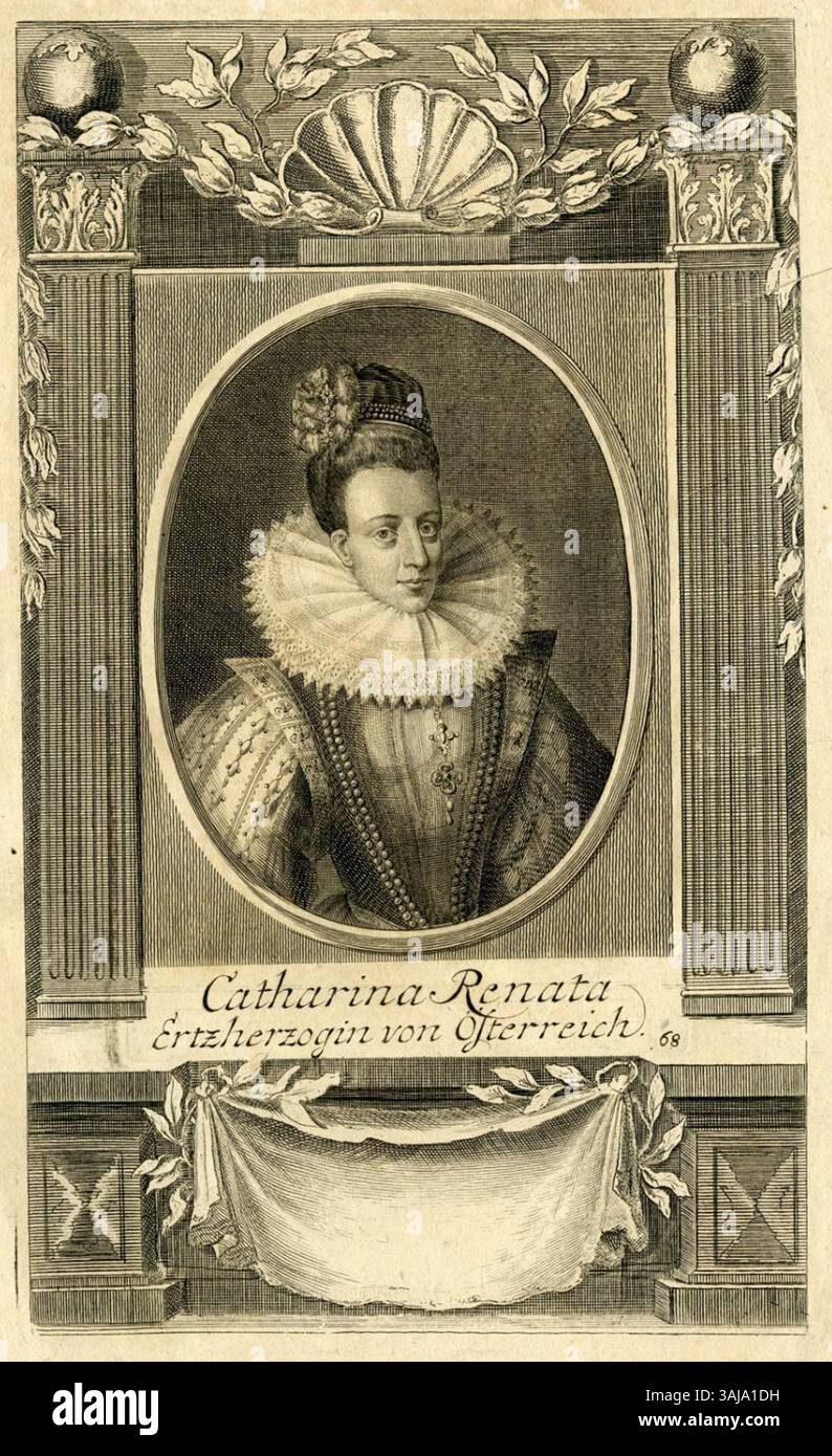 The engraving depicts Archduchess Catherine Renata of Austria, who