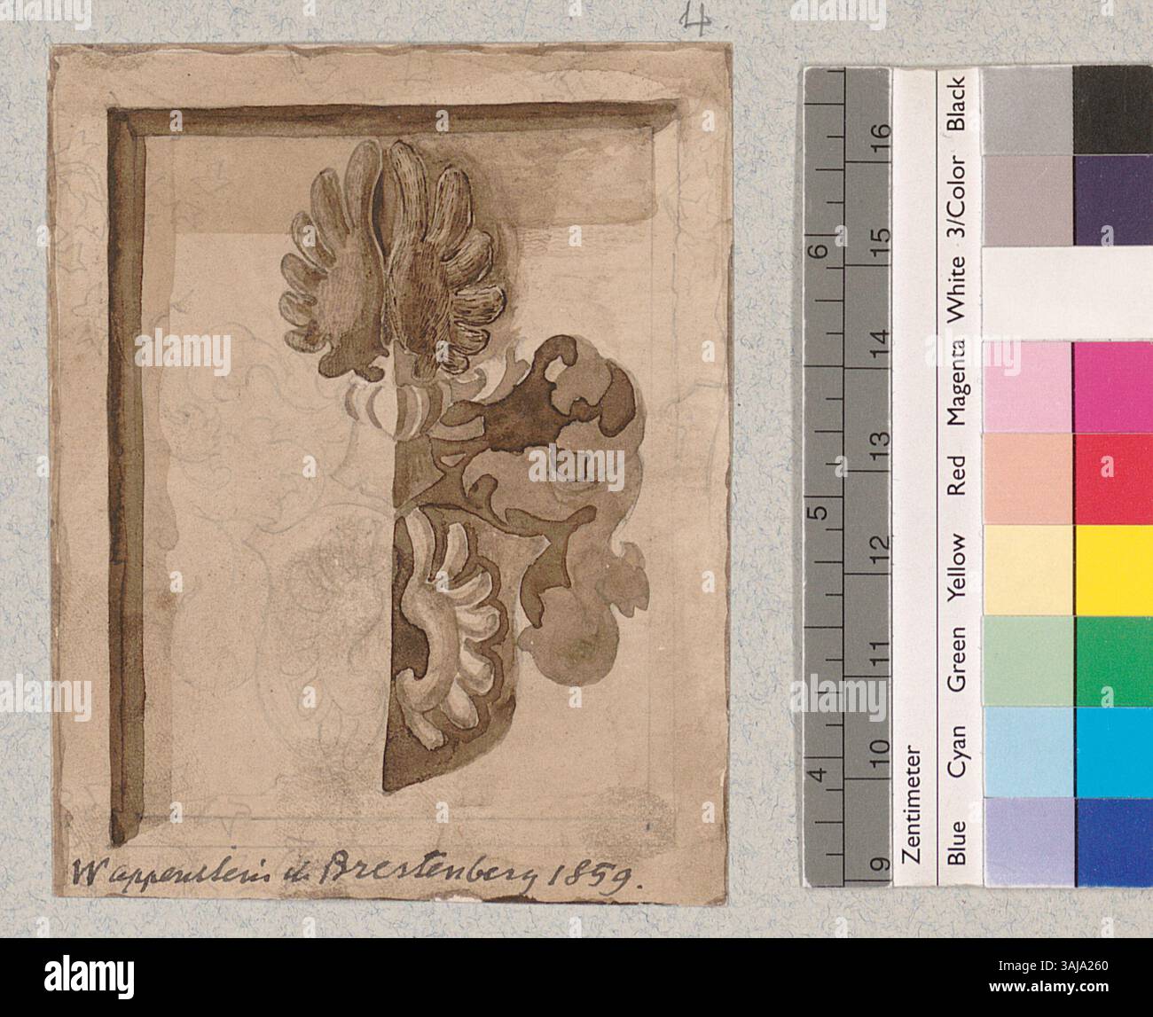 This 1859 drawing by Johann Rudolf Rahn shows the stone coat of arms of ...