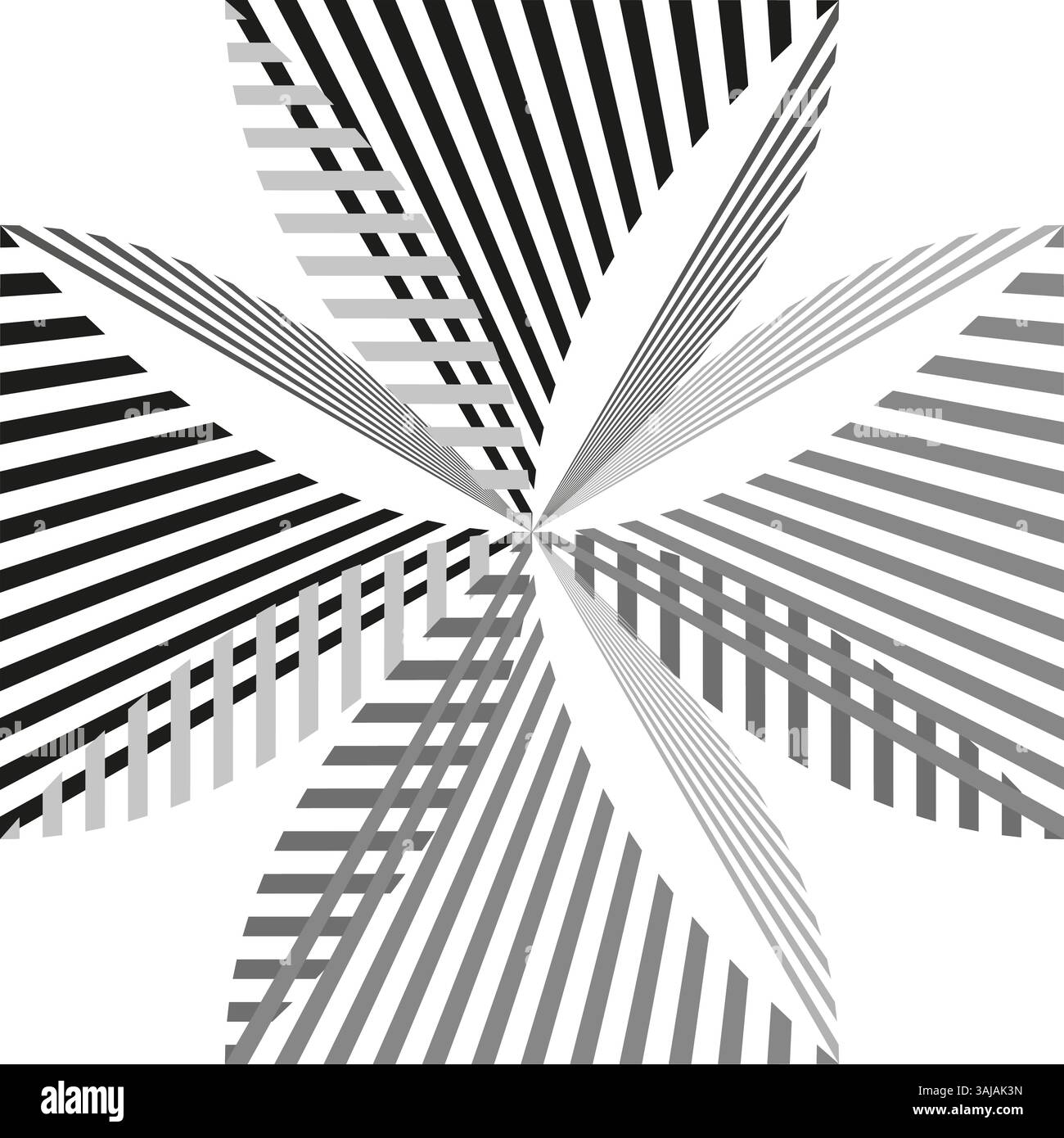 Geometric shape vector. Abstract striped design. Radiant line star ...